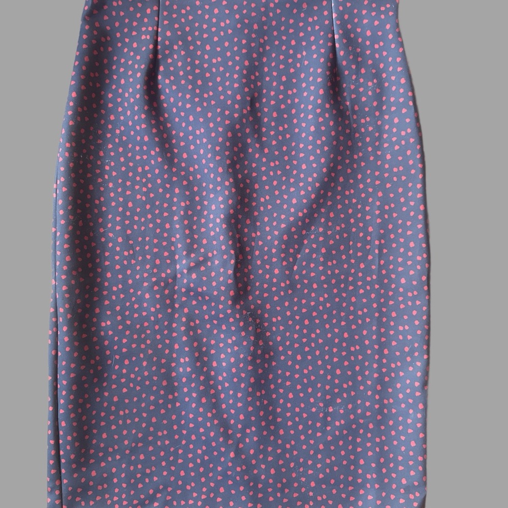 Mango Blue and Red Polka Dot Pencil Skirt